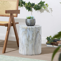Nouveauté : Tabouret en céramique pour jardin intérieur/extérieur, finition marbre, table d'appoint en céramique, tabouret tambour en céramique