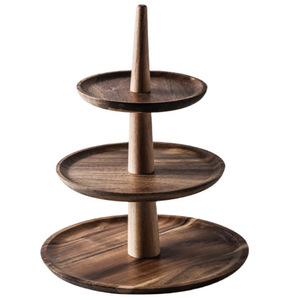 Wooden Three Tiered Dessert <b>Tray</b> Round Nordic Style Serving Platter For Home Use Cake Fruit Display - Product Image 5
