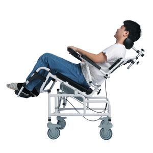 Cadeira reclinável ajustável do chuveiro Commode com encosto de cabeça Tilt-in-Space WC com assento acolchoado Equipamento de segurança do banheiro - Product Image 3