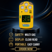 Moniteur de gaz portable antidéflagrant, étanche IP65, anti-poussière, rechargeable, écran TFT, stockage de données, multiparamètres