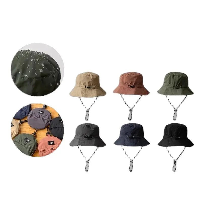 Custom Outdoor Waterproof Foldable to a Little Bag Multiple Colors Fashion Quick Dry Sun Bucket Hat Caps