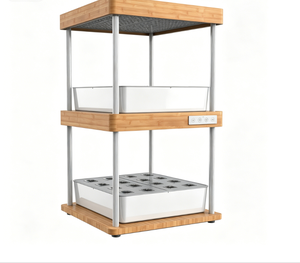 Système de culture hydroponique en bambou à 2 niveaux avec lumière LED à spectre complet, kit de jardinage d'herbes intelligentes d'intérieur pour la <span class=keywords><strong>cuisine</strong></span> à domicile - Product Image 5