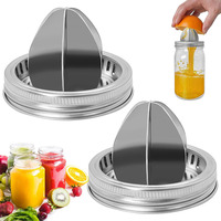 Nouveau design – Pot Mason en verre à large ouverture de 16 oz avec couvercle presse-agrumes manuel en acier inoxydable