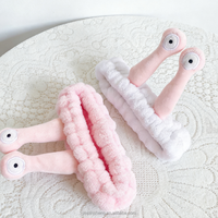 Bandeau coréen en flanelle polaire corail antidérapant et réutilisable, motif escargot en peluche, taille unique, idéal pour le lavage du visage, le yoga et le sport