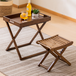 Tavolo Pieghevole Portatile da Campeggio in Legno Massello di Bambù, <span class=keywords><strong>Set</strong></span> Tavolo e Sedie da Picnic Trendy per Balcone e Giardino - Bestseller - Product Image 1