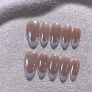 Venta al por mayor 10 piezas hecho a mano francés prensa en las <span class=keywords><strong>uñas</strong></span> medio cuadrado redondo reutilizable personalizado <span class=keywords><strong>uñas</strong></span> artificiales OEM embalaje - Product Image 2