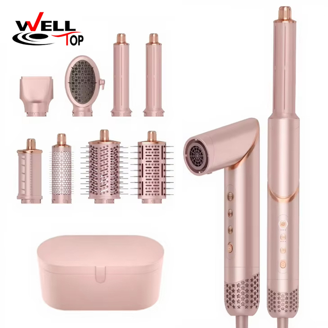Multi 8 in 1 Air Hair Styler Professional High Speed Hot Air Brush One Step Hair Dryer Straightener Drying Curling Styling Tools