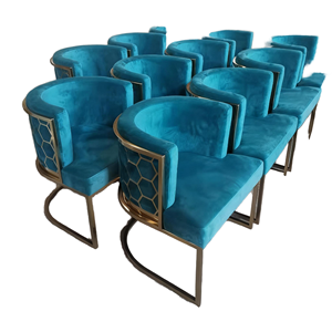 <span class=keywords><strong>Sedia</strong></span> da Pranzo di Lusso in Velluto <span class=keywords><strong>Blu</strong></span> con Telaio in Acciaio Inossidabile, Design con Braccioli per Casa, Ufficio e Sala da Pranzo - Product Image 1