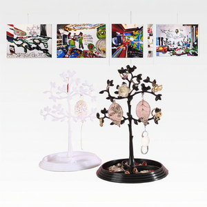 Expositor de Joyería en Forma de Árbol de Plástico con Diseño de Pájaro, Soporte para Pendientes, Collares y Anillos con Bandeja de Almacenamiento para el Hogar o Tienda - Product Image 3