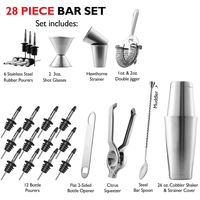 Ensemble de bar personnalisé en acier inoxydable Kit de mixologie pour barman Cocktail Shaker à Martini Verseurs Jigger avec design Boston