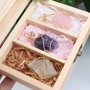 Pendentif en cristal naturel brut de quartz rose et d'améthyste, chaîne de pull en soie - Product Image 5