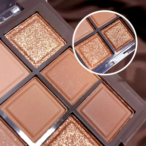 Palette de fards à paupières en gros, 9 teintes Mocha Chocolat scintillantes, haute pigmentation, pour carnations claires à foncées - Product Image 5