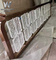 Cloison décorative moderne sur mesure pour hall d'hôtel, grande taille, en métal découpé au laser, verre et acier inoxydable, pour séparation de pièce