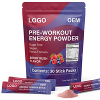 Formule personnalisée HACCP GMP OEM sans sucre, antioxydant, énergie, concentration, pré-entraînement, masse musculaire, vente en gros, marque privée, végétalien, adulte