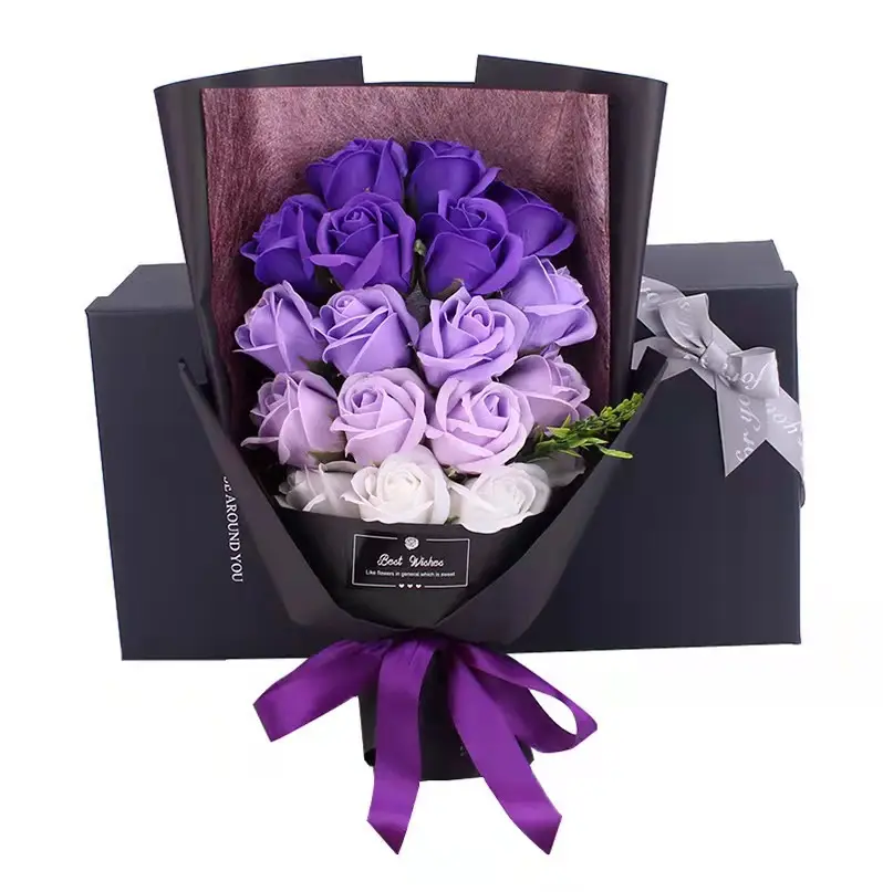 Different Colors Gift Box Valentine's Gifts Mothers Day Presents for Women Artificial Flower Royal Blue Roses