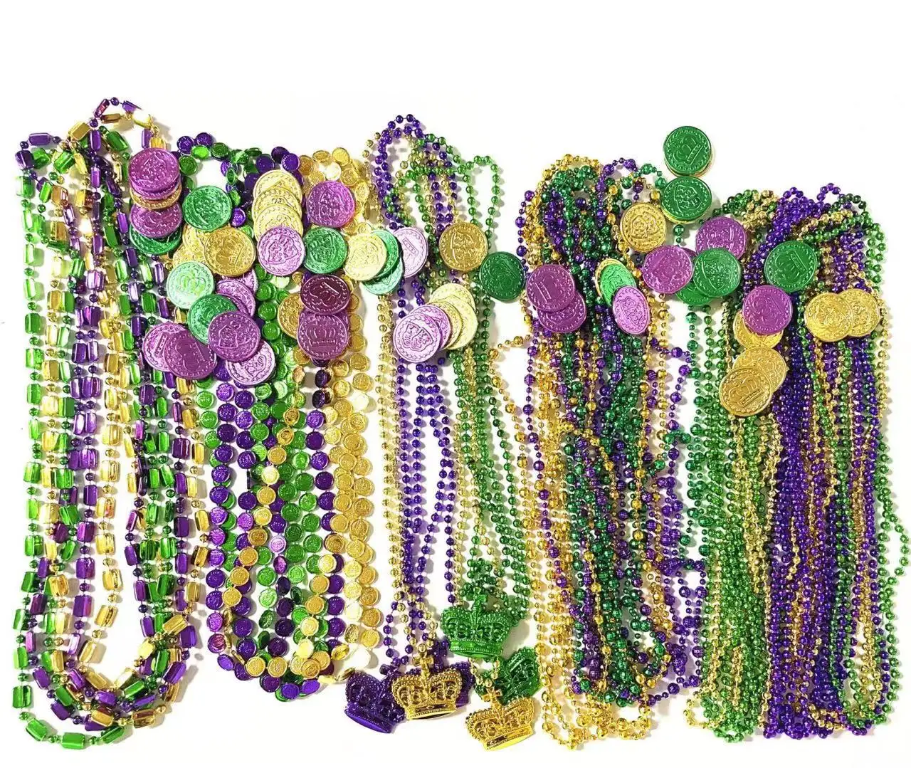 Mardi Gras sortierte Perlenkette aus metallischen runden mehrfarbigen Kostüm Halskette Party zubehör