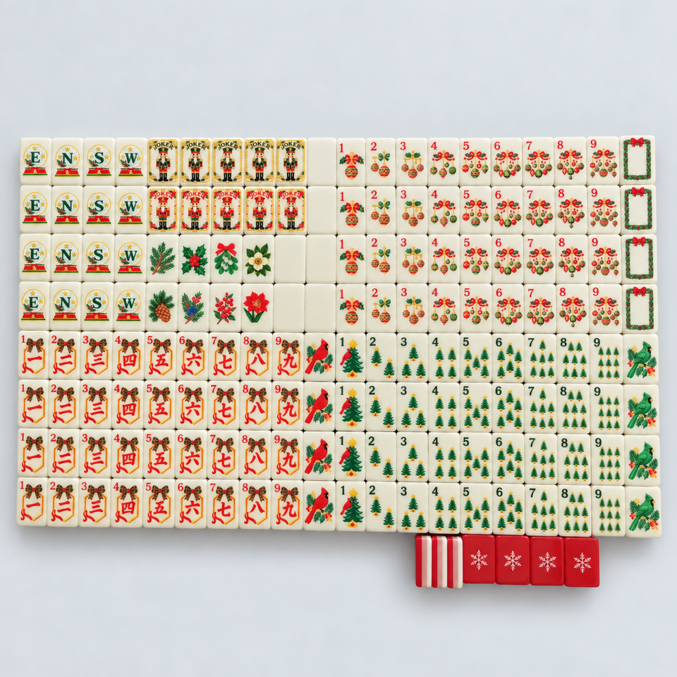 Tree Design Tile 160Pcs American Mahjong Tiles 3 Layer Composite Acrylic Red Christmas ...