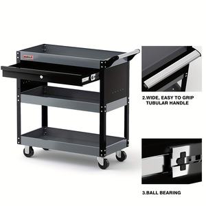 हॉट-सेलिंग तीन लेयर भारी-ड्यूटी रोलिंग टूल ट्रॉली रखरखाव उपकरण ट्रॉली के साथ लॉक करने योग्य भंडारण अंतरिक्ष गोदाम उपकरण ट्रॉली - Product Image 6