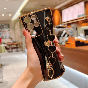 Étui en silicone avec bracelet cœur d'amour pour Samsung Galaxy, couverture souple pour S23 S22 S21 A52 A12 52S <span class=keywords><strong>53</strong></span> 5G 22 21 23 Plain Design Placage - Product Image 4