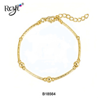 Gelang Rantai Tali Berlapis Emas untuk Anak dengan Aksen Manik-manik Emas, Perhiasan Elegan & Aman, Hadiah untuk Anak Perempuan