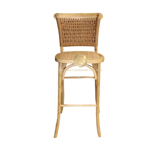 Chaise en <span class=keywords><strong>bois</strong></span> massif naturel avec dossier en rotin tressé pour événements de mariage et salle à manger - Product Image 1