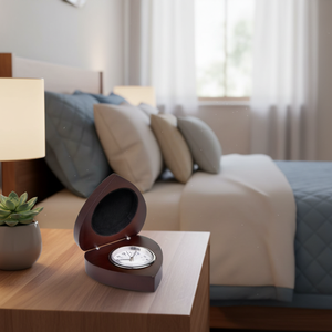 <b>Heart</b> Shaped Wooden Desk <b>Clock</b> With White Dial And Silver Frame - Product Image 3