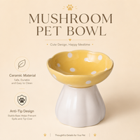 Bols pour animaux de compagnie en céramique en forme de champignon rouge, design surélevé pour chats et chiens