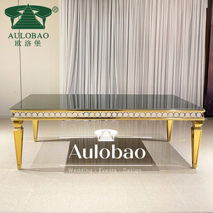 Mesa de boda de hotel Banquete de cristal de acero inoxidable rectángulo moderno de lujo - Product Image 4