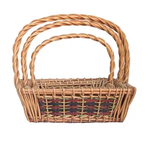 フルーツバスケット製品籐ボックス手作り織り籐サービングバスケット屋外または家族で使用
