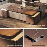 Bureau de direction électrique automatique Omnispace en forme de L, réglable en hauteur, design moderne et minimaliste, avec tiroir à dossiers