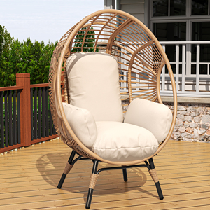 Elegante Silla Colgante Moderna con Respaldo en Arco, Portátil y Cómoda, con Capacidad para 400 lb, Columpio de Patio con Cojín de 8 Pulgadas - Product Image 2