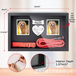 Pet Photo <b>Frame</b> Storage Box 13x8.3inch <b>Black</b> Shadow Box With Collar Rope Display Dog Cat Memorial <b>Frame</b> Personalized - Product Image 1