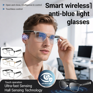 Lunettes intelligentes ultra-légères 35g avec capteur Hall, appairage automatique, charnière à ressort, anti-lumière bleue, chargement magnétique, commande vocale IA, pour le voyage, double fonction - Product Image 1