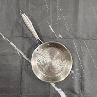 Mini poêle à frire en titane triple couche avec poignées personnalisées, finition martelée et polie au sable, pour cuisine, poêles légères