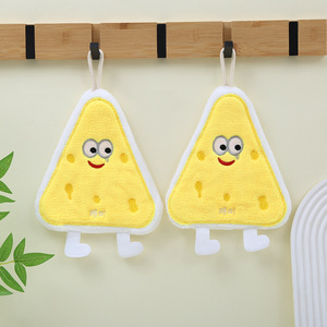 Mignonne serviette de cuisine en polaire corail, motif dessin animé, série Fromage, broderie enfant, serviette à suspendre - Product Image 6