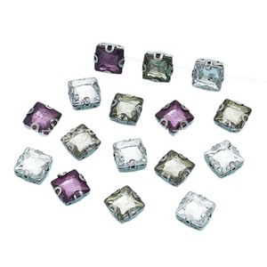 Strass carrés en verre à griffes 12 mm Blanc Rose Orchidée pour accessoires de bijoux DIY et décorations vestimentaires - Product Image 2