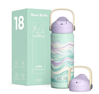 Bouteille d'eau isotherme moderne à double paroi en acier inoxydable 18/8 avec paille pour le sport et les voyages