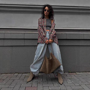 <span class=keywords><strong>Camisa</strong></span> a <span class=keywords><strong>cuadros</strong></span> <span class=keywords><strong>de</strong></span> manga larga para <span class=keywords><strong>mujer</strong></span>, estilo vintage, <span class=keywords><strong>de</strong></span> punto, holgada, lavable, informal, sencilla, para otoño - Product Image 3