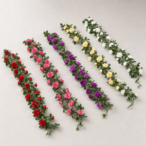 Großhandel Hochwertige Künstliche Blumengirlande 2,5m Seiden-Pfingstrosengirlande 45 Blumen Biegbar Hochzeitsbogen Party Heimdekoration Großpackung - Product Image 2