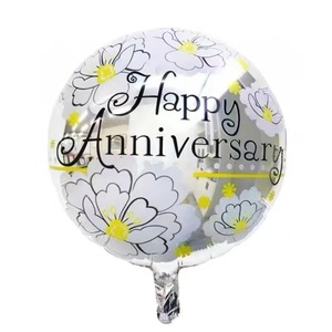 Palloncini in Foil per Anniversario, Palloncini Rotondi in Mylar con Decorazioni Floreali e Coriandoli - Product Image 2