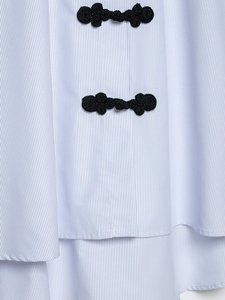 Chemisier boutonné personnalisé 2026 pour femme, à rayures contrastées, avec boutons grenouille traditionnels chinois, en mélange de coton – Fabrication usine - Product Image 3