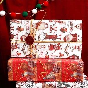Rollo de papel de regalo Kraft de Navidad desechable al por mayor 80gsm tejido 43*300cm embalaje de regalo de lujo personalizado recubierto de silicona - Product Image 6