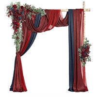 Dekorasi Lengkungan Bunga Burgundy dan Biru, Rangkaian Mawar dan Eucalyptus Buatan, Rangkaian Bunga Pernikahan, Buket Pengantin