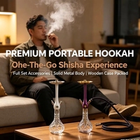 Ensemble de chicha classique de luxe en laque dorée avec tige en acier inoxydable, coffret cadeau durable