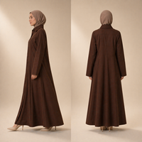Robe chemise longue boutonnée en popeline de coton poly, mode modeste, fabricant OEM ODM pour marque privée