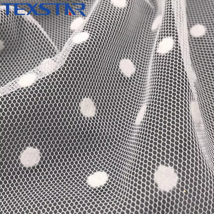 女の子のドレス用の卸売ポリエステルフロッキー水玉メッシュ生地 - Product Image 5