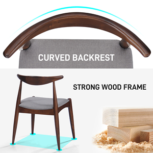 <span class=keywords><strong>Set</strong></span> di 2 sedie da pranzo moderne ed ecologiche in legno di gomma con schienale ergonomico e cuscini confortevoli Noce+Grigio chiaro - Product Image 5