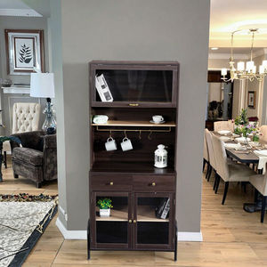 Современный Классический роскошный черный шкаф-буфет комплект элегантный дисплей высокий дизайн антикварные обеденные шкафы из деревянного материала - Product Image 2