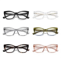 A10084 Lunettes de lecture anti-lumière bleue unisexe, monture intégrale surdimensionnée œil-de-chat à charnière à ressort, effet amincissant, tendance, vente en gros