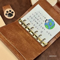 Cuaderno de Hojas Sueltas A7 Snoopys, Cuaderno Retro de Cuero PU con Anillas Extraíbles, Diario de Bolsillo Portátil, Libreta de Notas